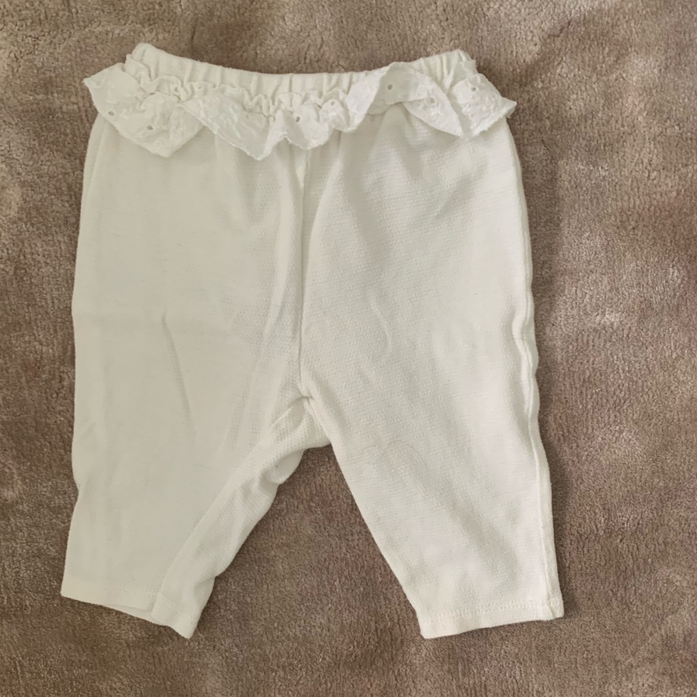 Zara Baby white Pants with Ruffle, 3-6 Months